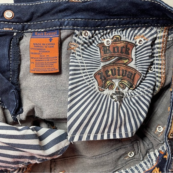 Rock Revival Jeans Nicci Mid Rise Skinny Stretch Denim Rhinestones Studs Blue 27 - Picture 12 of 16